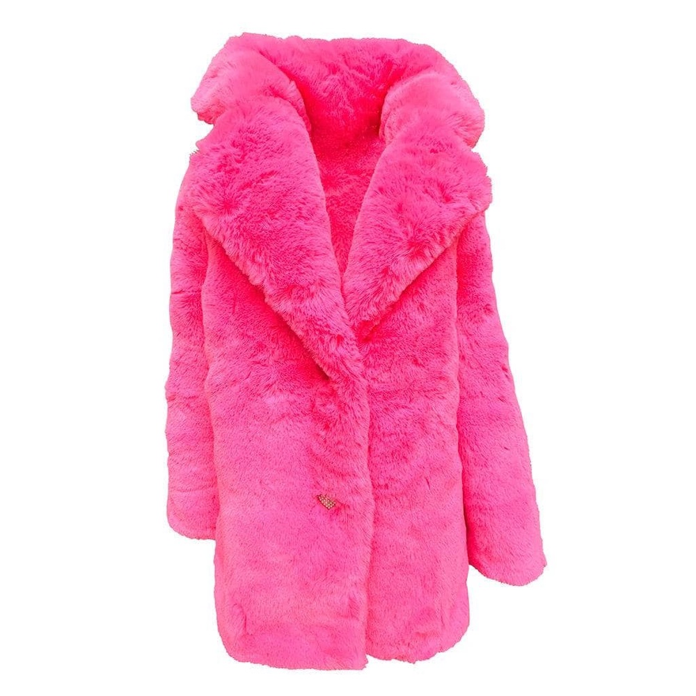 Lola + The Boys Hot Pink Faux Fur Coat - Picture 2 of 5